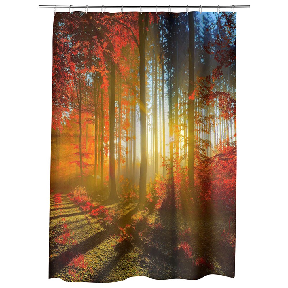 Perdea Dus, Cada, pentru Baie, Heartwork, Lumina printre copaci, Model Multicolor, Decoratiuni Baie, 150 x 200 cm