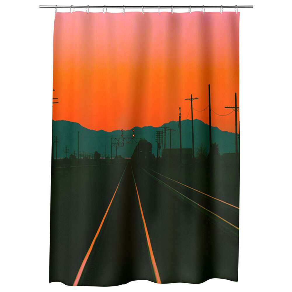 Perdea Dus, Cada, pentru Baie, Heartwork, Cale ferata la apus, Model Multicolor, Decoratiuni Baie, 150 x 200 cm