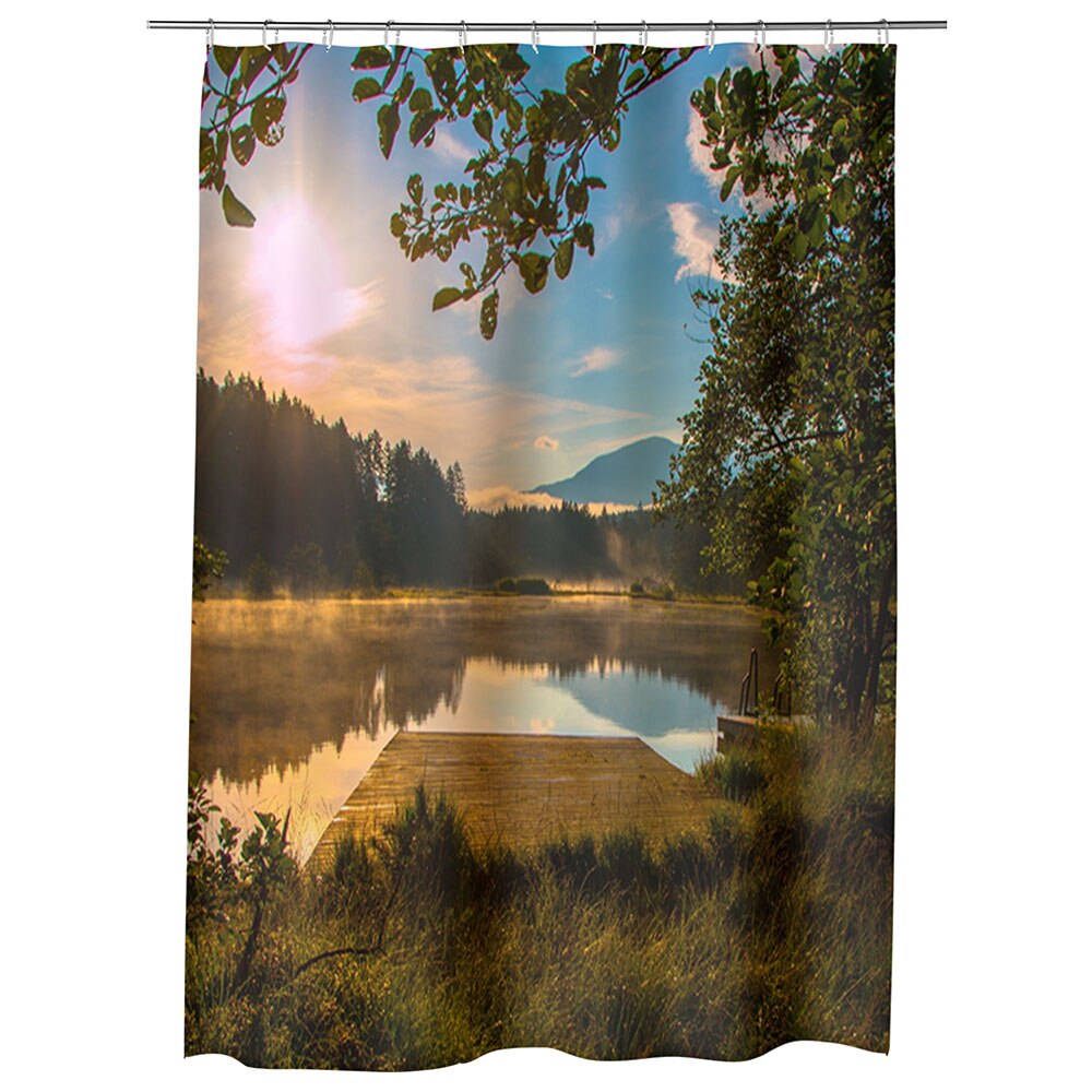 Perdea Dus, Cada, pentru Baie, Heartwork, Linie de brazi, Model Multicolor, Decoratiuni Baie, 150 x 200 cm