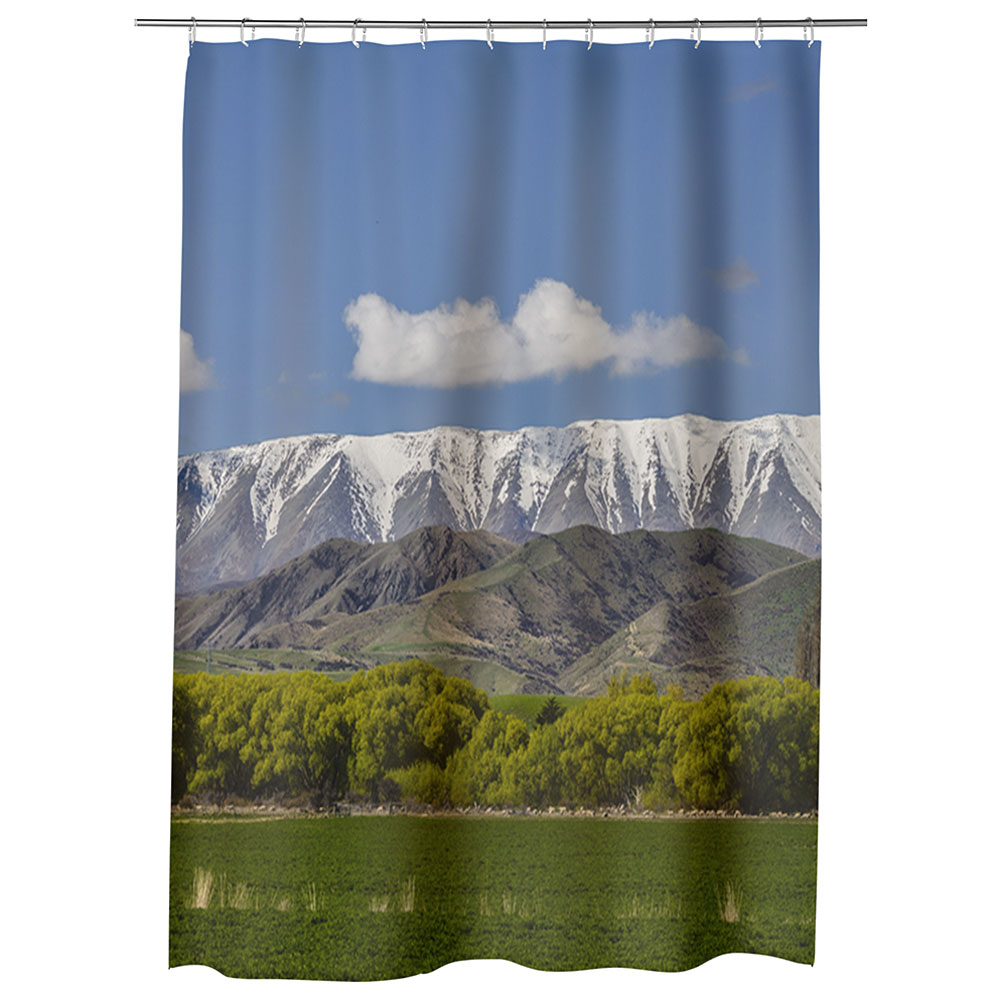 Perdea Dus, Cada, pentru Baie, Heartwork, Creasta muntilor, Model Multicolor, Decoratiuni Baie, 150 x 200 cm