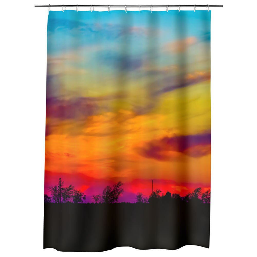 Perdea Dus, Cada, pentru Baie, Heartwork, Culorile apusului, Model Multicolor, Decoratiuni Baie, 150 x 200 cm