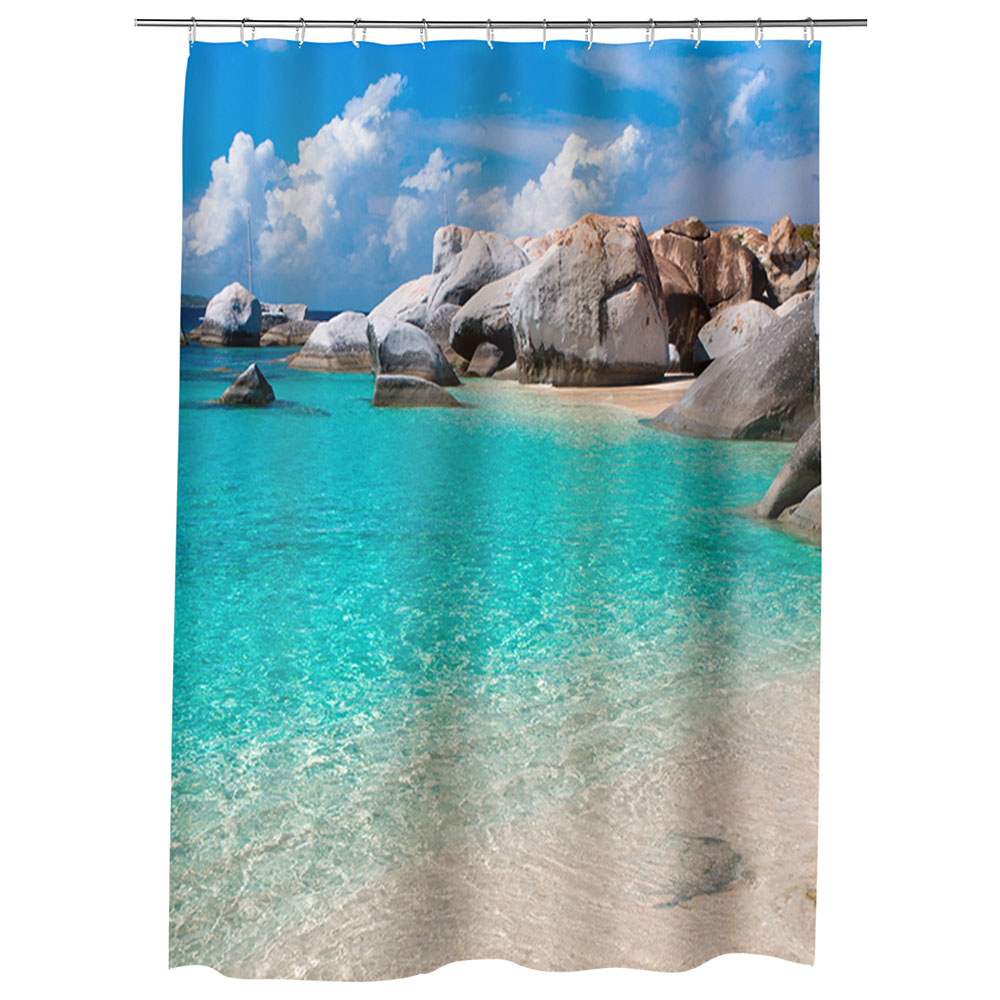 Perdea Dus, Cada, pentru Baie, Heartwork, Apa limpede, Model Multicolor, Decoratiuni Baie, 150 x 200 cm