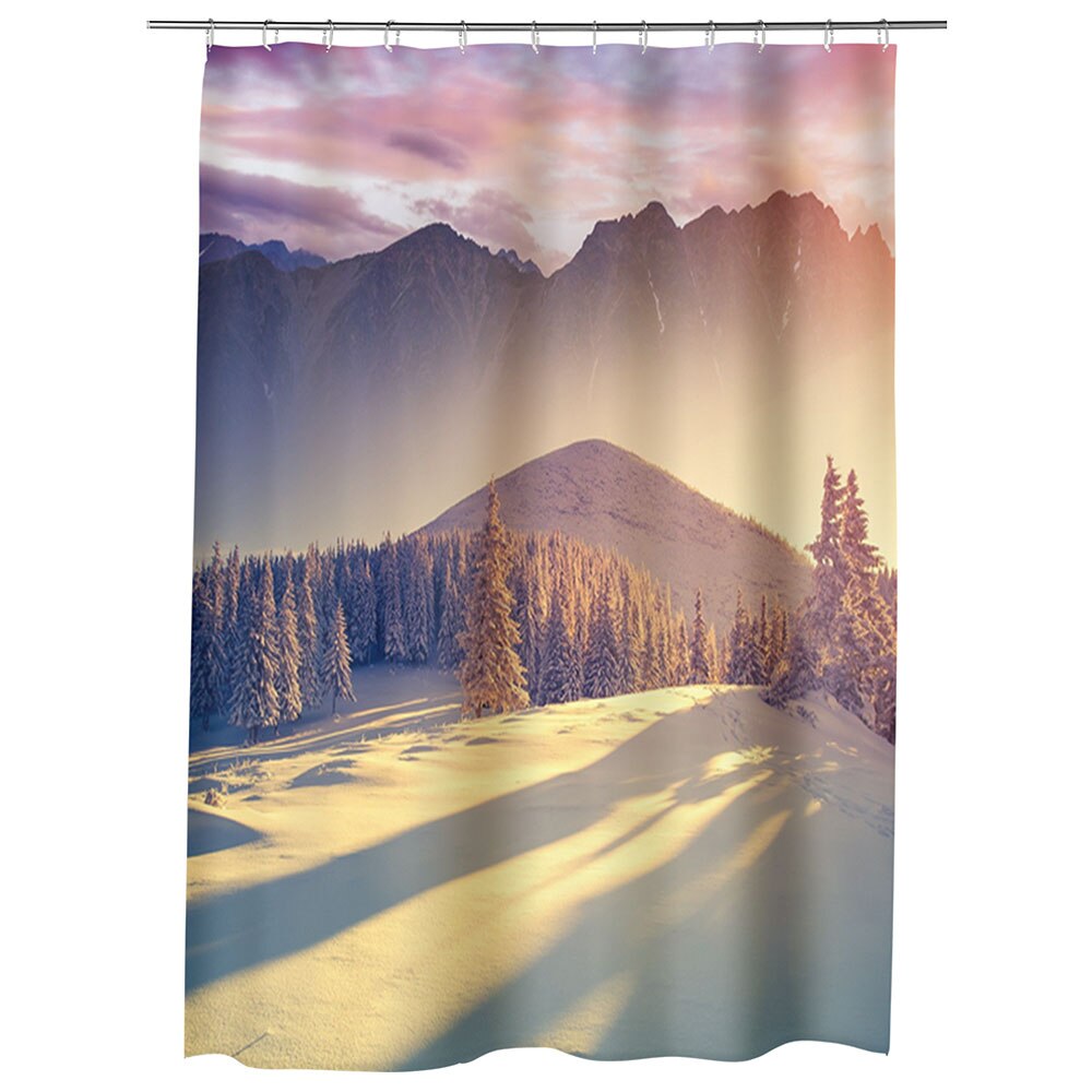Perdea Dus, Cada, pentru Baie, Heartwork, La munte iarna, Model Multicolor, Decoratiuni Baie, 150 x 200 cm
