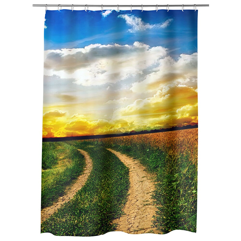 Perdea Dus, Cada, pentru Baie, Heartwork, Drum neasfaltat, Model Multicolor, Decoratiuni Baie, 150 x 200 cm