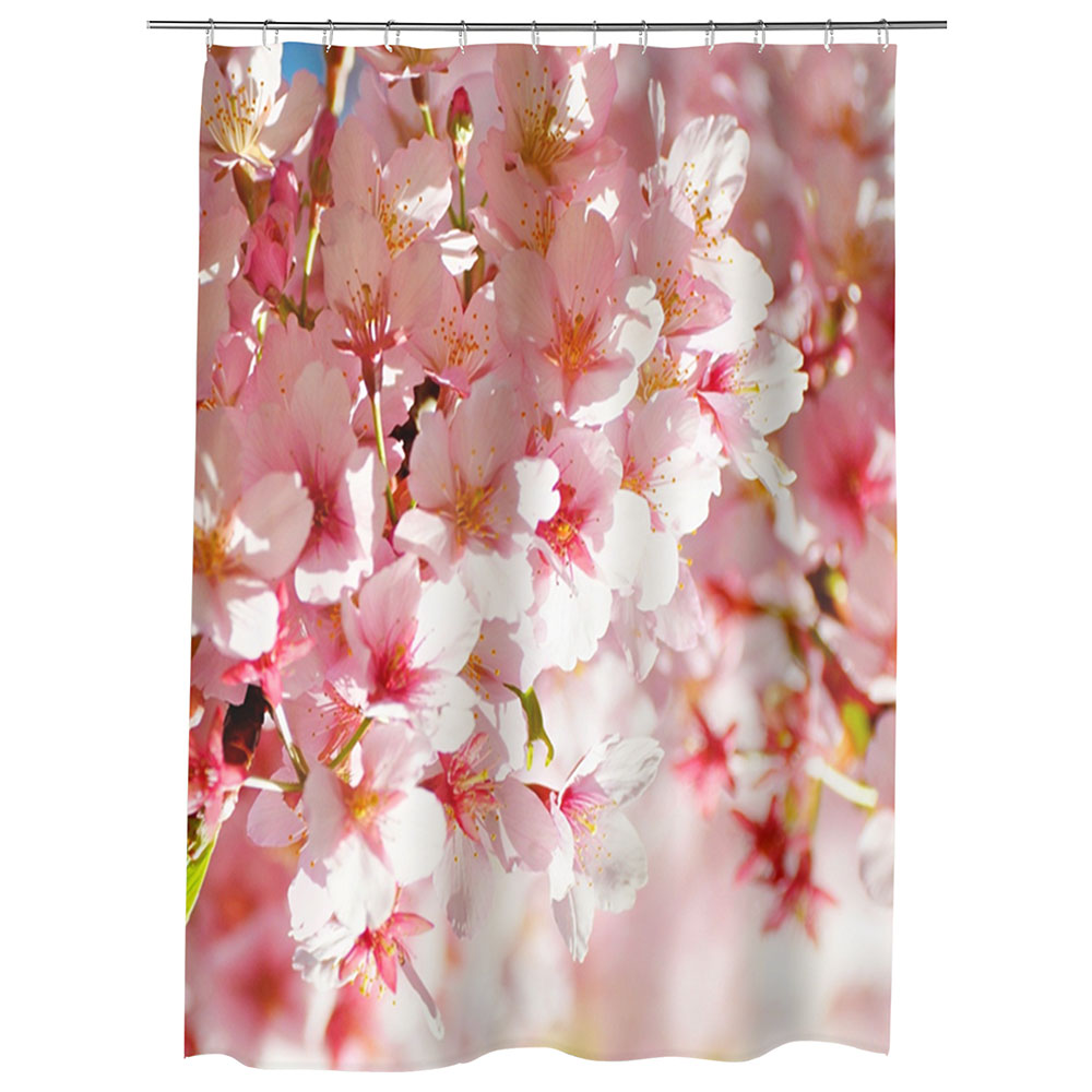 Perdea Dus, Cada, pentru Baie, Heartwork, Flori de gutui, Model Multicolor, Decoratiuni Baie, 150 x 200 cm
