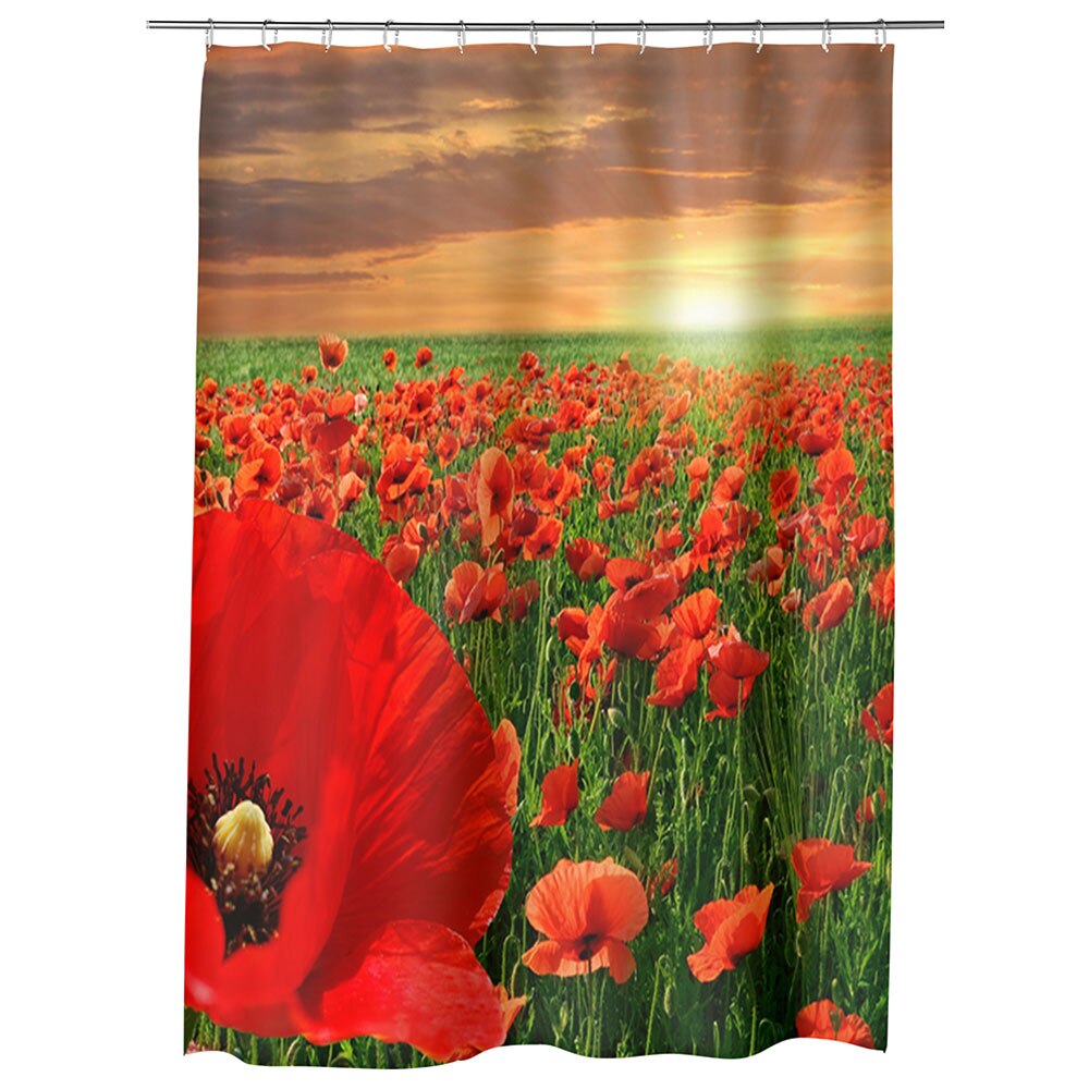 Perdea Dus, Cada, pentru Baie, Heartwork, Maci la apus, Model Multicolor, Decoratiuni Baie, 150 x 200 cm