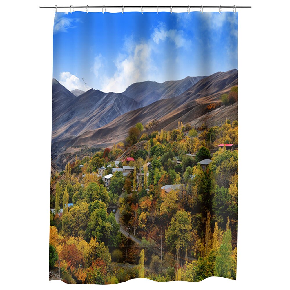 Perdea Dus, Cada, pentru Baie, Heartwork, Dealuri, Model Multicolor, Decoratiuni Baie, 150 x 200 cm