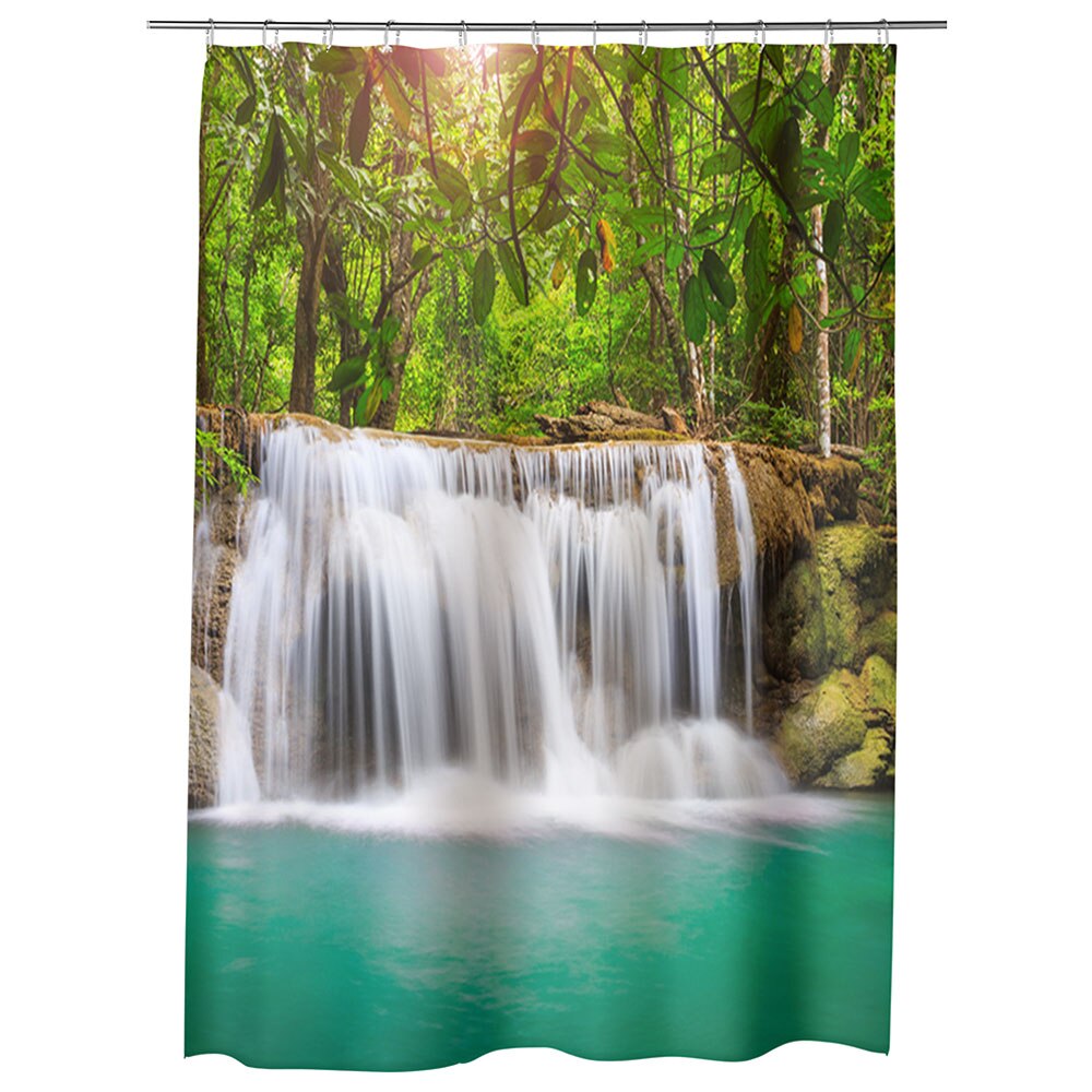 Perdea Dus, Cada, pentru Baie, Heartwork, Cascada in jungla, Model Multicolor, Decoratiuni Baie, 150 x 200 cm