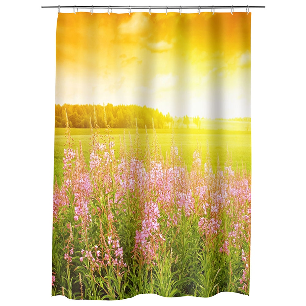 Perdea Dus, Cada, pentru Baie, Heartwork, Lumina de apus, Model Multicolor, Decoratiuni Baie, 150 x 200 cm