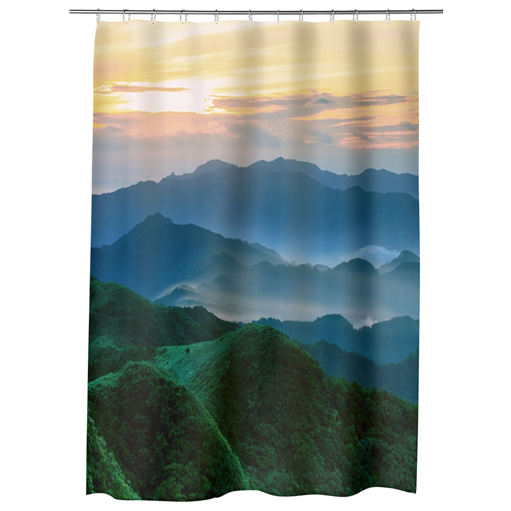 Perdea Dus, Cada, pentru Baie, Heartwork, Munti verzi, Model Multicolor, Decoratiuni Baie, 150 x 200 cm