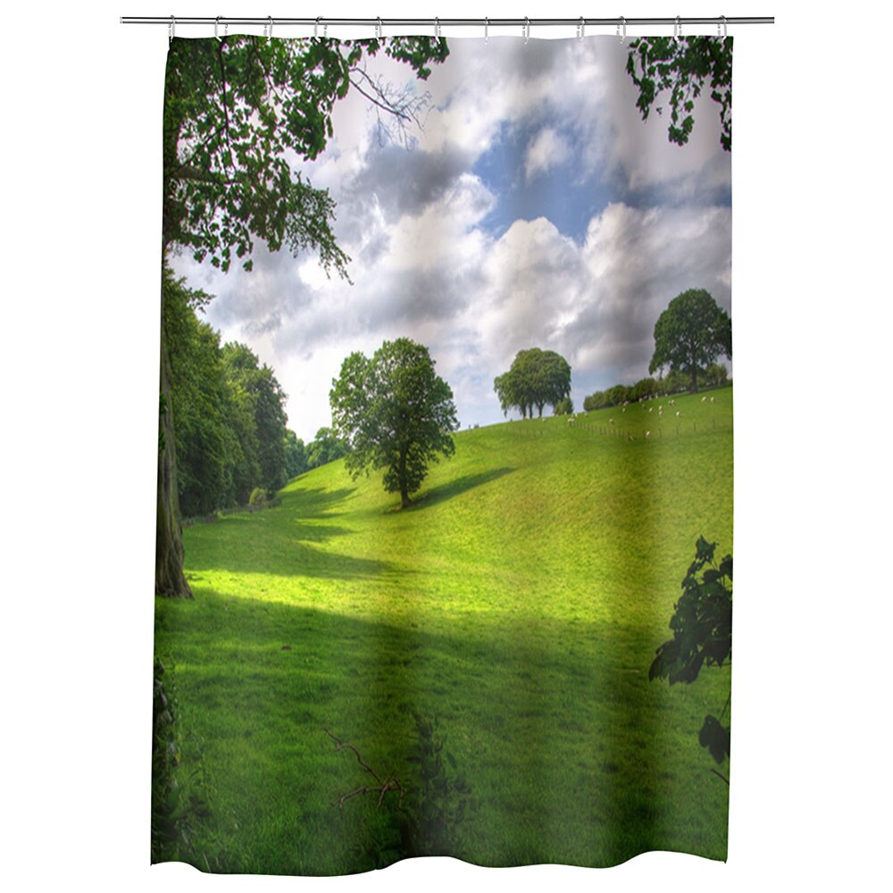 Perdea Dus, Cada, pentru Baie, Heartwork, Umbre si campie, Model Multicolor, Decoratiuni Baie, 150 x 200 cm