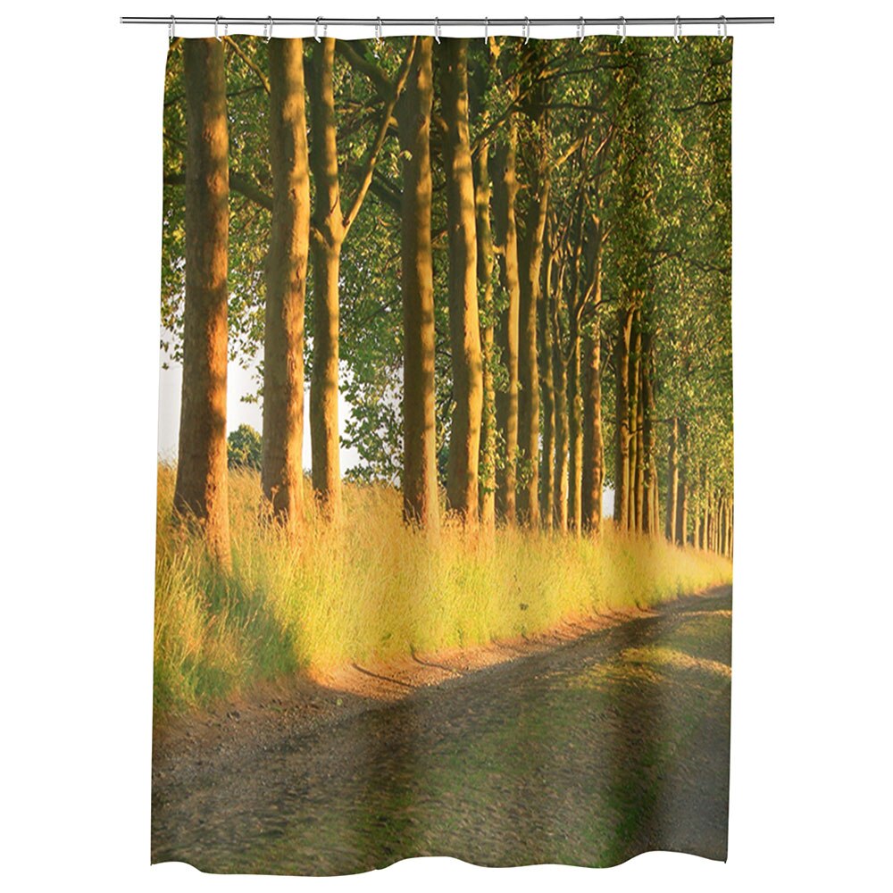 Perdea Dus, Cada, pentru Baie, Heartwork, Copaci pe marginea drumului, Model Multicolor, Decoratiuni Baie, 150 x 200 cm