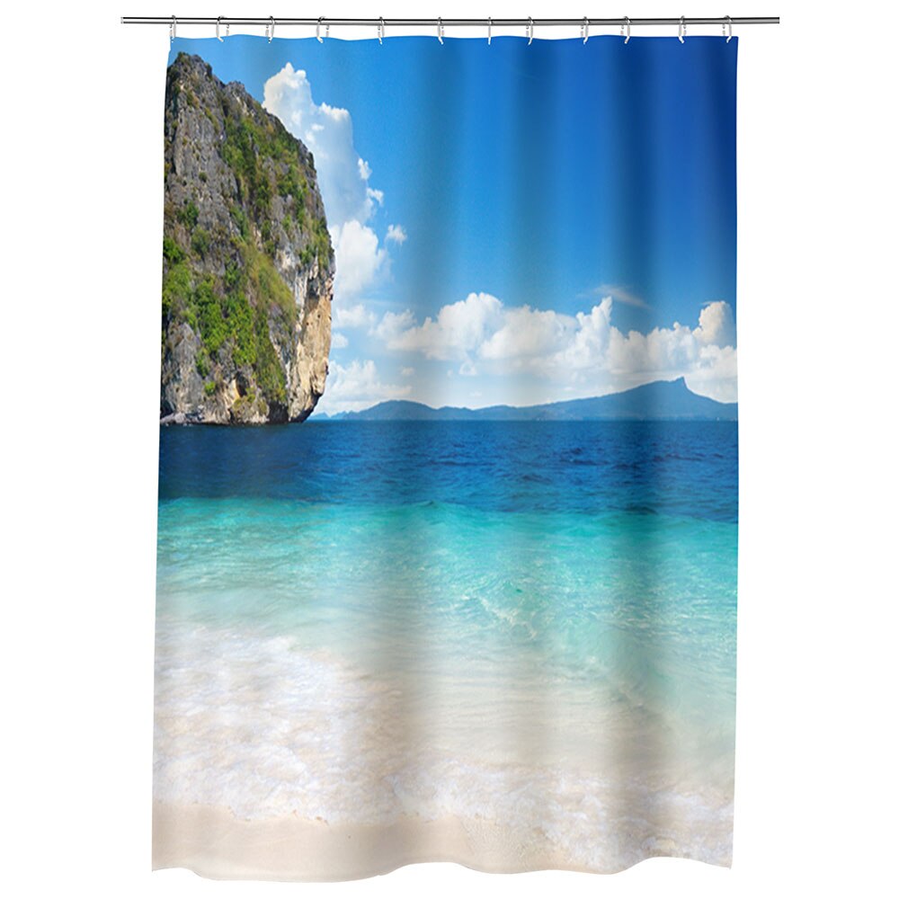 Perdea Dus, Cada, pentru Baie, Heartwork, Stanca in mare, Model Multicolor, Decoratiuni Baie, 150 x 200 cm