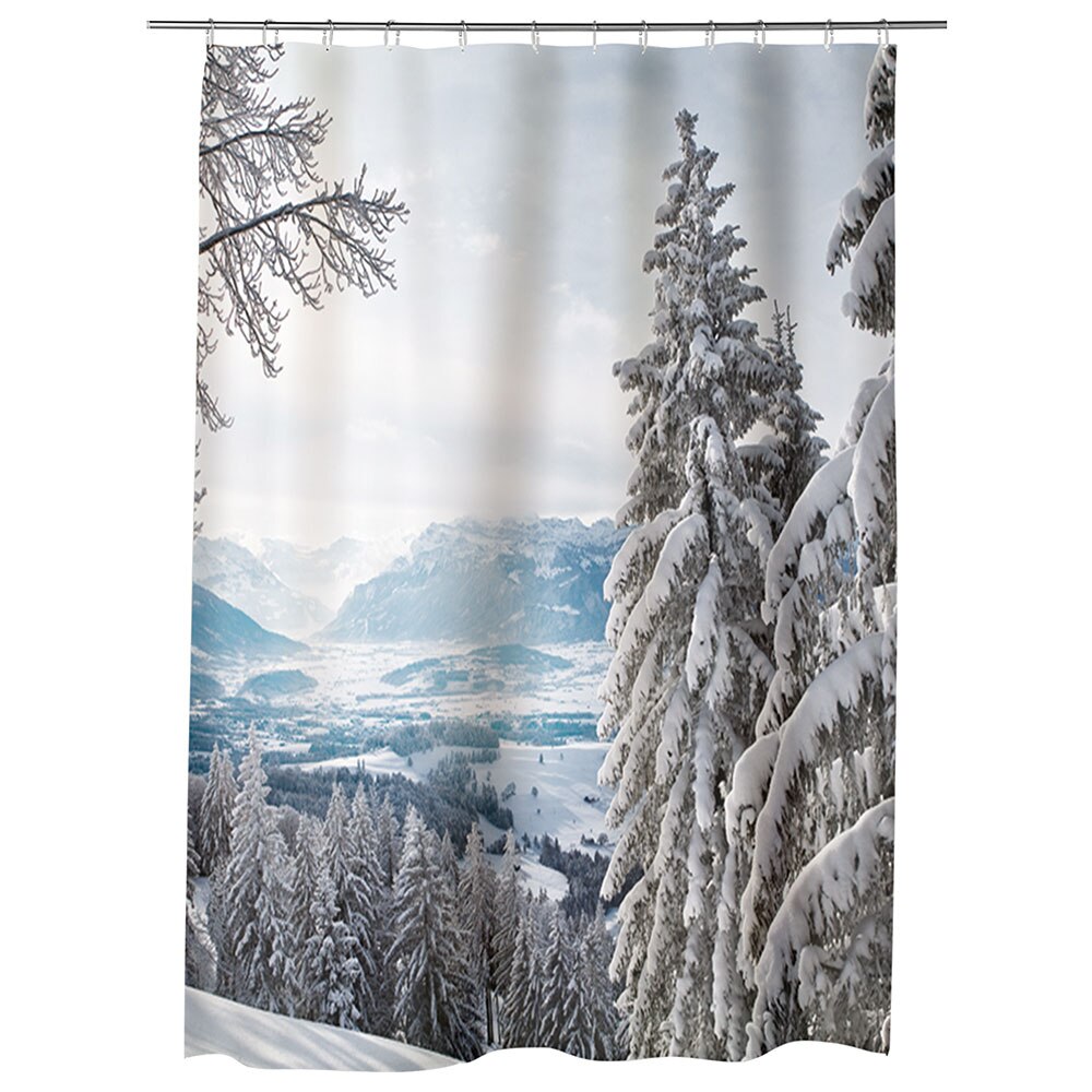 Perdea Dus, Cada, pentru Baie, Heartwork, Brazi inzapeziti, Model Multicolor, Decoratiuni Baie, 150 x 200 cm