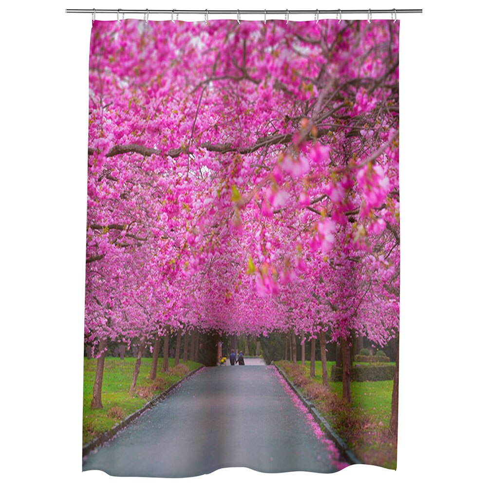 Perdea Dus, Cada, pentru Baie, Heartwork, Ciresi japonezi infloriti, Model Multicolor, Decoratiuni Baie, 150 x 200 cm