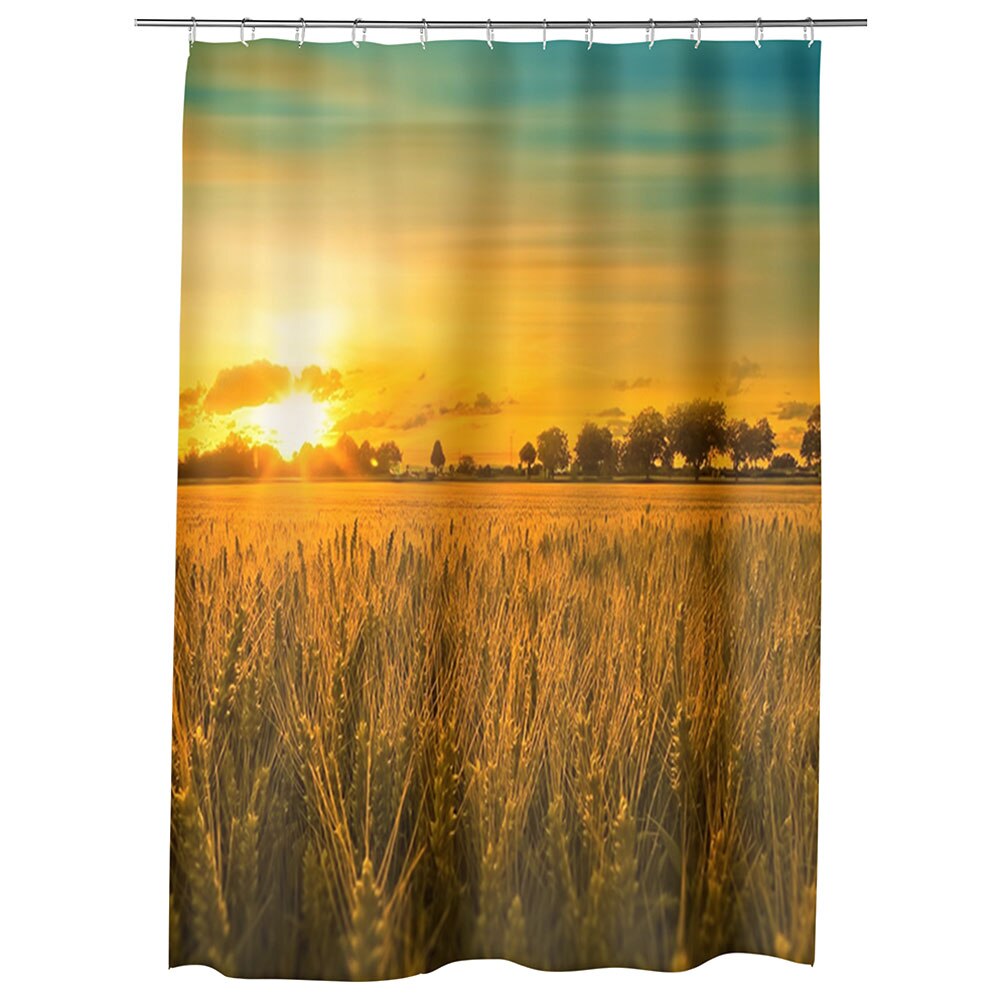 Perdea Dus, Cada, pentru Baie, Heartwork, Apus in lanul de grau, Model Multicolor, Decoratiuni Baie, 150 x 200 cm