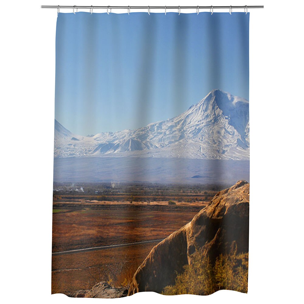Perdea Dus, Cada, pentru Baie, Heartwork, Munti in departare, Model Multicolor, Decoratiuni Baie, 150 x 200 cm
