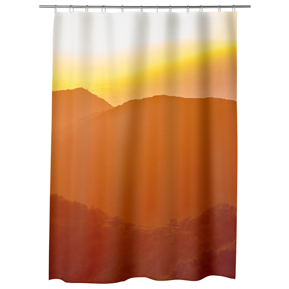 Perdea Dus, Cada, pentru Baie, Heartwork, Siluete de dealuri, Model Multicolor, Decoratiuni Baie, 150 x 200 cm