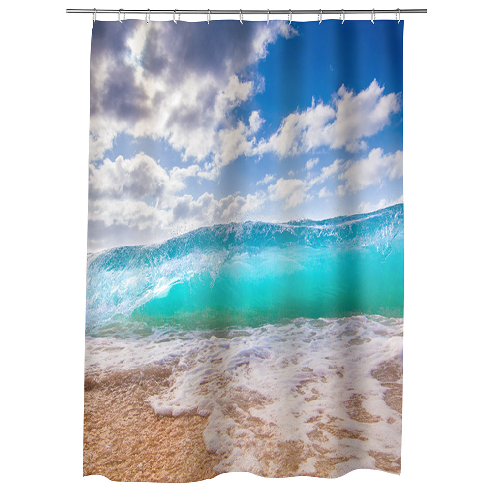 Perdea Dus, Cada, pentru Baie, Heartwork, Valul, Model Multicolor, Decoratiuni Baie, 150 x 200 cm