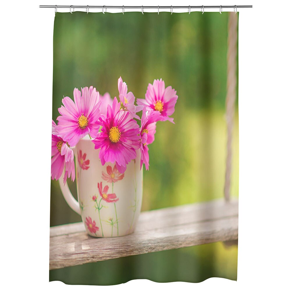 Perdea Dus, Cada, pentru Baie, Heartwork, Flori in leagan, Model Multicolor, Decoratiuni Baie, 150 x 200 cm