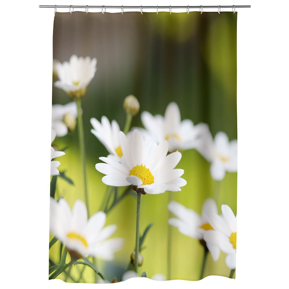 Perdea Dus, Cada, pentru Baie, Heartwork, Flori de musetel, Model Multicolor, Decoratiuni Baie, 150 x 200 cm