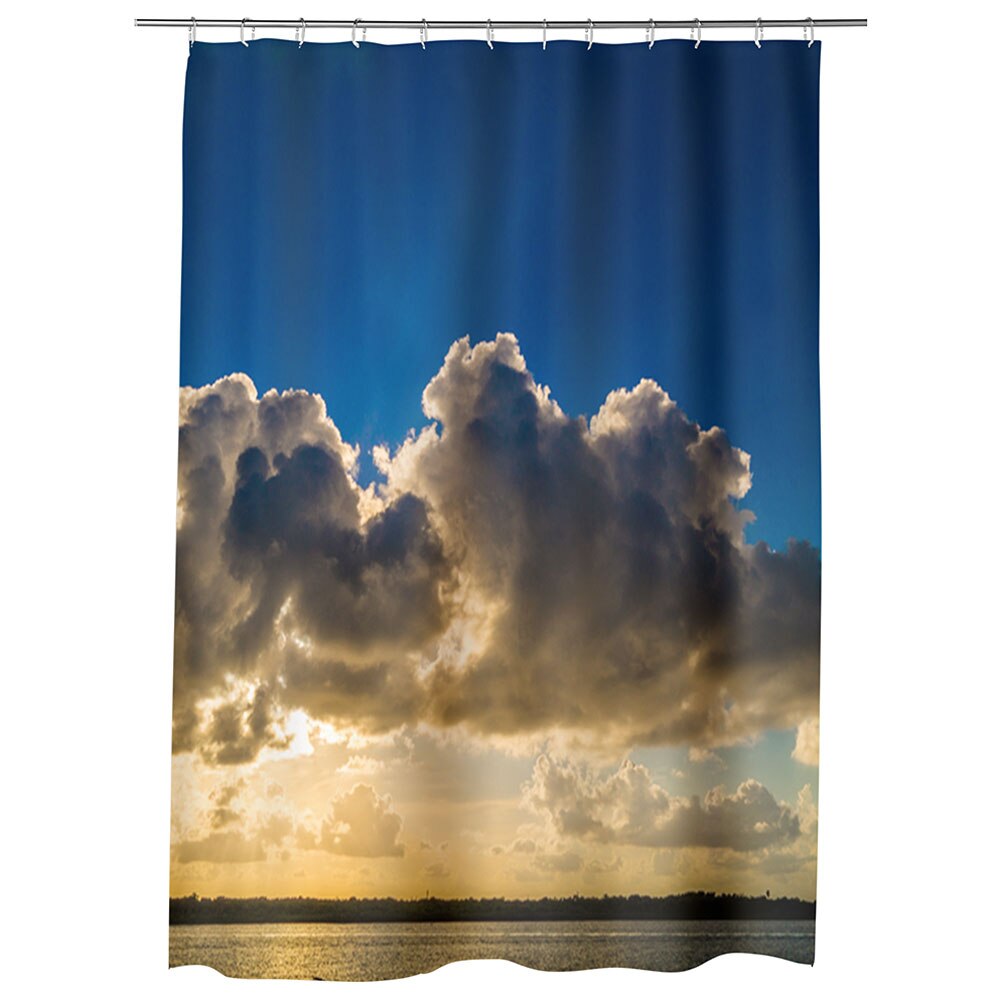 Perdea Dus, Cada, pentru Baie, Heartwork, Siluete de nori, Model Multicolor, Decoratiuni Baie, 150 x 200 cm