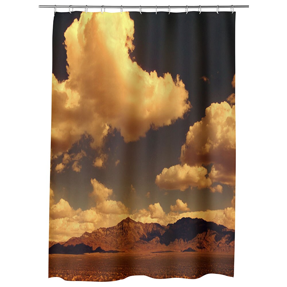 Perdea Dus, Cada, pentru Baie, Heartwork, Peisaj portocaliu, Model Multicolor, Decoratiuni Baie, 150 x 200 cm