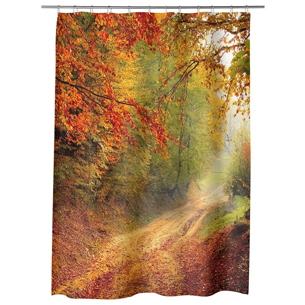 Perdea Dus, Cada, pentru Baie, Heartwork, Poteca prin padure, Model Multicolor, Decoratiuni Baie, 150 x 200 cm