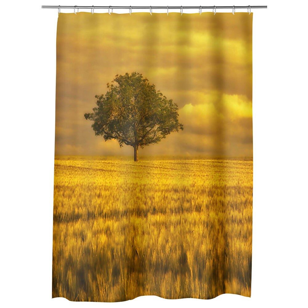 Perdea Dus, Cada, pentru Baie, Heartwork, Campie portocalie, Model Multicolor, Decoratiuni Baie, 150 x 200 cm