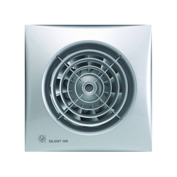 Ventilator axial de baie Soler & Palau Silent 100 CHZ Silver, diametru 100 mm, 95 mc/h Ventilator axial de baie Soler & Palau Silent 100 CHZ Silver, diametru 100 mm, 95 mc/h