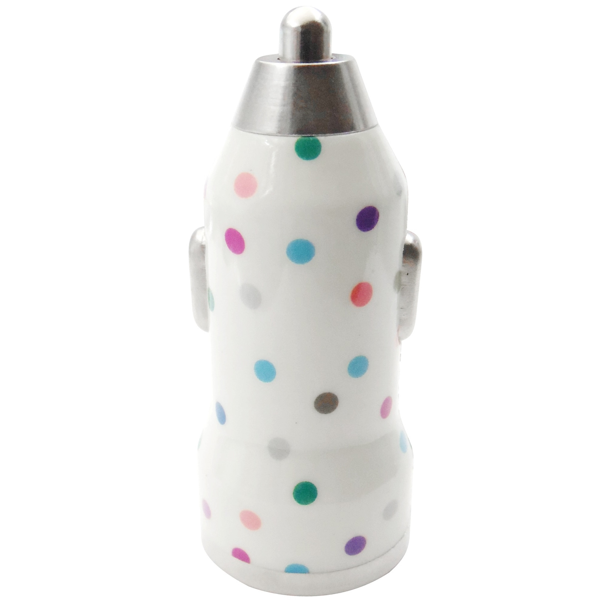 Incarcator auto Trendz Bullet Polka Dot, 2.1 A, USB, alb cu puncte