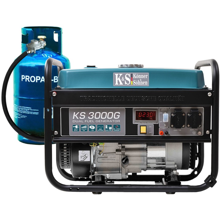 Хибриден генератор,Könner & Söhnen,KS 3000-G, 3kW,230V,ръчен старт (hybrid; LPG+gasoline)