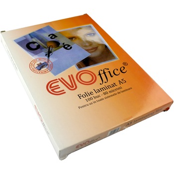Folie laminat EVOffice A5 (154*216 mm) 80 microni 100 coli/top Folie laminat EVOffice A5 (154*216 mm) 80 microni 100 coli/top