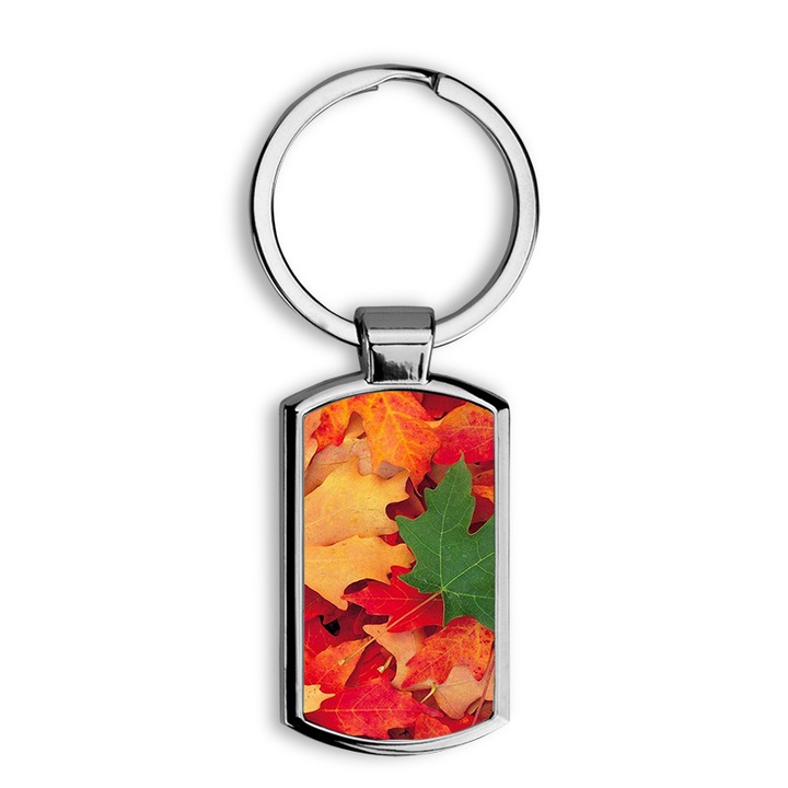 Színes levelek mintás fém kulcstartó 2