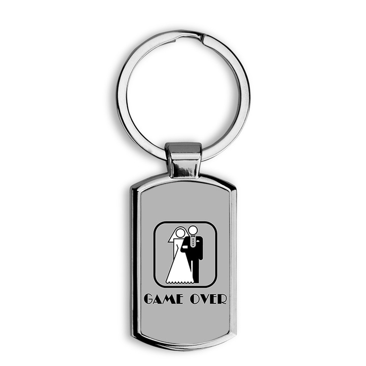 Esküvő Game over mintás fém kulcstartó