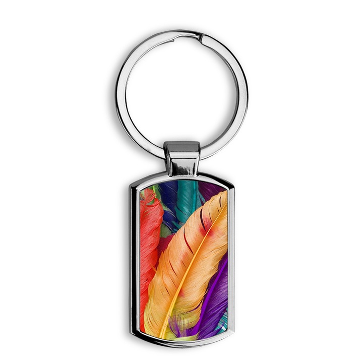 Színes tollak mintás fém kulcstartó