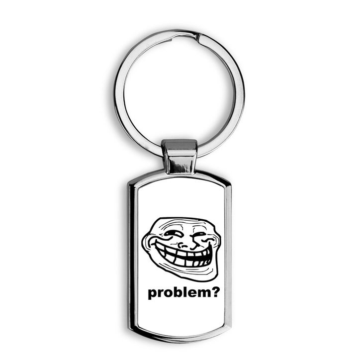 Trollface mintás fém kulcstartó 3