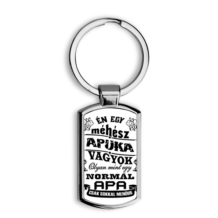 Motoros nagypapa mintás fém kulcstartó