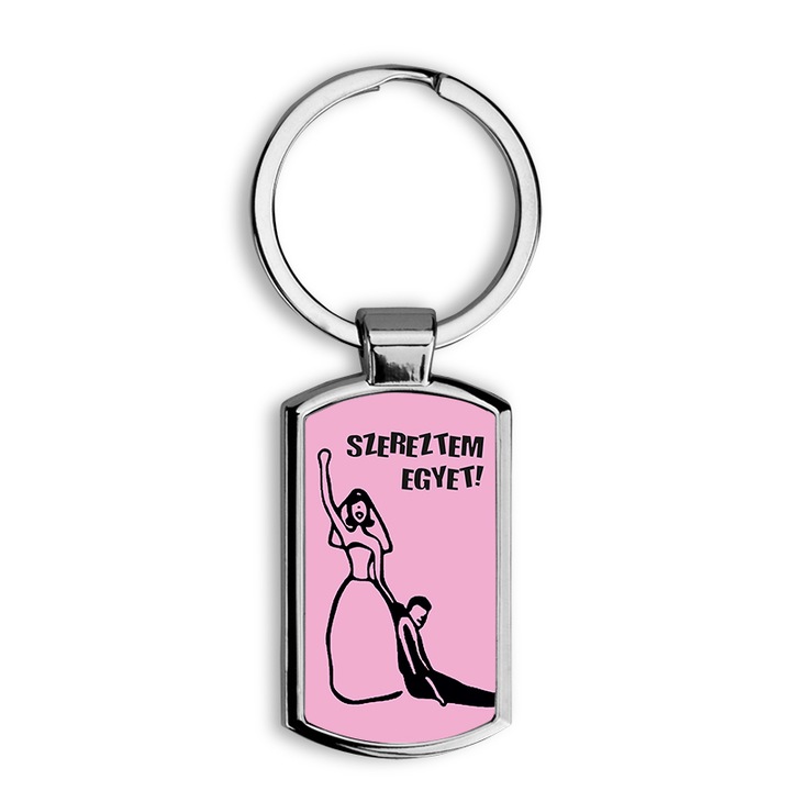 Esküvő mintás fém kulcstartó