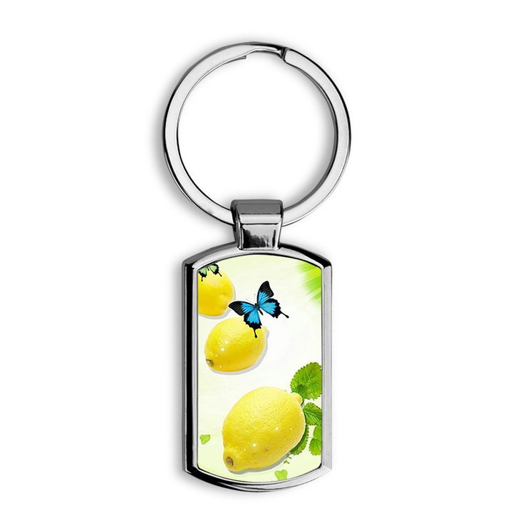 Citrom mintás fém kulcstartó