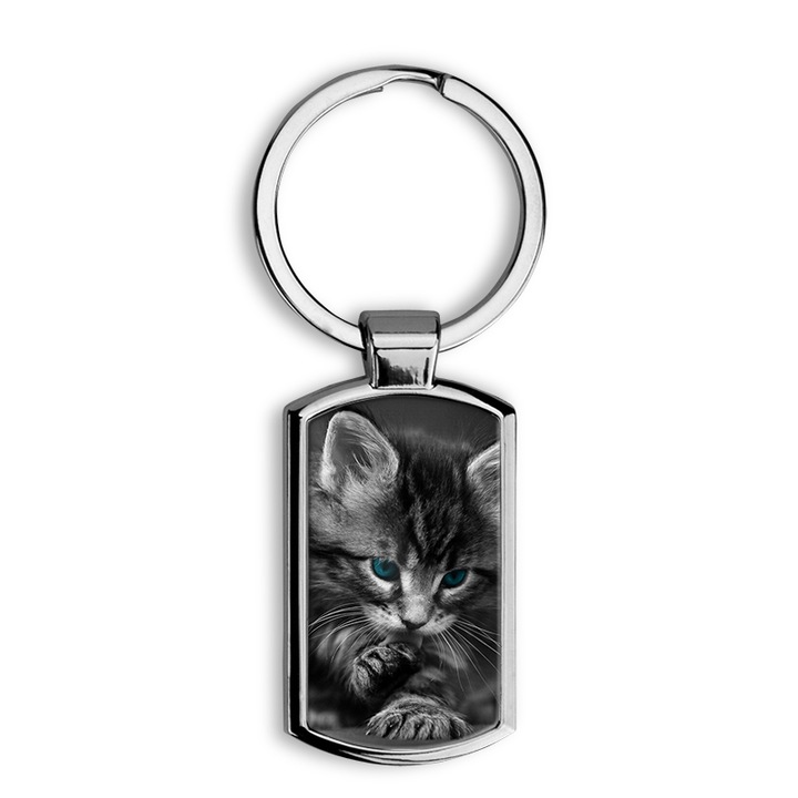 Macska mintás fém kulcstartó 1