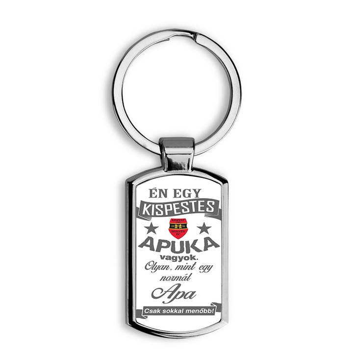 Kispestes apuka mintás fém kulcstartó 1