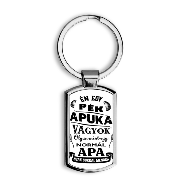 Pék apuka mintás fém kulcstartó