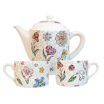 Set TEA FOR TWO, H&H Ceramic, Ceainic cu infuzor si 2 cesti, 480 ml, 180 ml x 2 Set TEA FOR TWO, H&H Ceramic, Ceainic cu infuzor si 2 cesti, 480 ml, 180 ml x 2