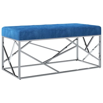 Bancheta intrare, vidaXL, Catifea/Otel, 97 x 44 x 46 cm, Albastru Bancheta intrare, vidaXL, Catifea/Otel, 97 x 44 x 46 cm, Albastru