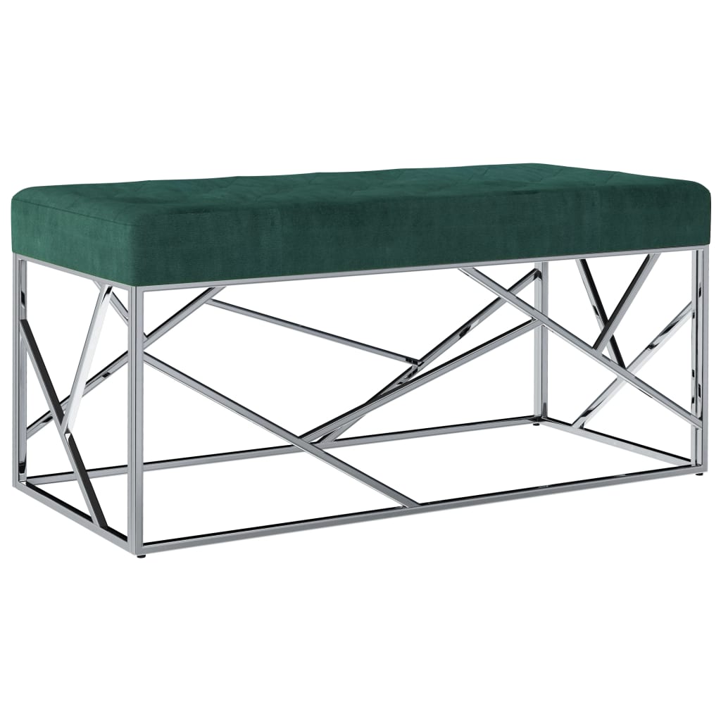 Bancheta intrare, vidaXL, Catifea/Otel, 97 x 44 x 46 cm, Verde