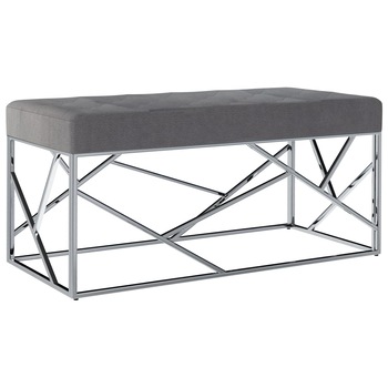 Bancheta intrare, vidaXL, Catifea/Otel, 97 x 44 x 46 cm, Gri Bancheta intrare, vidaXL, Catifea/Otel, 97 x 44 x 46 cm, Gri