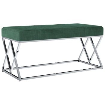 Banca intrare, vidaXL, Catifea/Otel inoxidabil, 97 x 44 x 46 cm, Verde Banca intrare, vidaXL, Catifea/Otel inoxidabil, 97 x 44 x 46 cm, Verde
