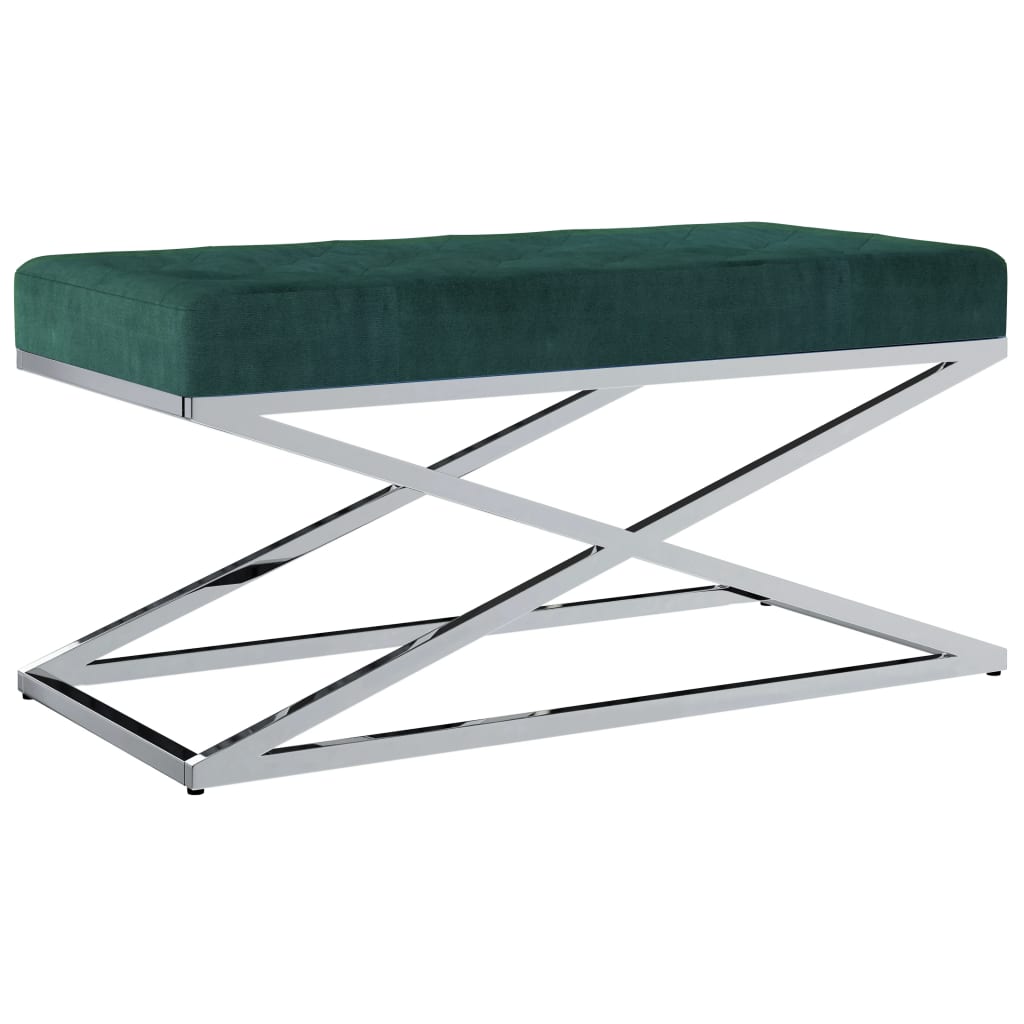 Bancheta intrare, vidaXL, Catifea/Otel inoxidabil, 97 x 44 x 46 cm, Verde