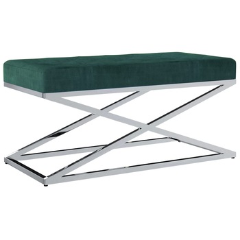 Bancheta intrare, vidaXL, Catifea/Otel inoxidabil, 97 x 44 x 46 cm, Verde Bancheta intrare, vidaXL, Catifea/Otel inoxidabil, 97 x 44 x 46 cm, Verde